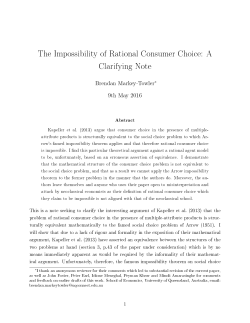 The Impossibility of Rational Consumer Choice: A Clarifying Note