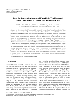 Distribution of Aluminum and Fluoride in Tea Plant and Soil of Tea