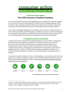The CFPB Consumer Complaint Database