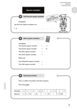 Square numbers - Berkeley Primary School