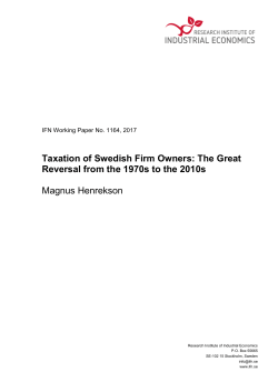 Taxation of Swedish Firm Owners - Institutet f&ouml;r N&auml;ringslivsforskning