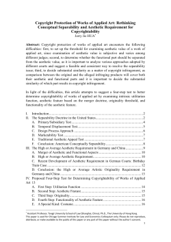 Copyright Protection of Works of Applied Art: Rethinking Conceptual