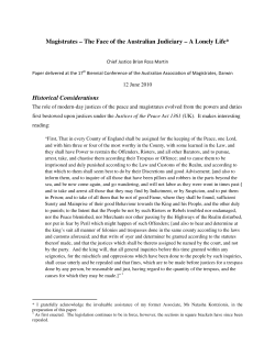 Magistrates &ndash; The Face of the Australian Judiciary &ndash; A Lonely Life