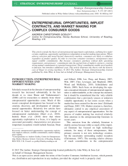 Entrepreneurial Opportunities, Implicit Contracts, and Market Making