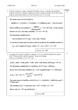 CHEM1102 2005-N-2 November 2005 &bull; Calcium oxalate is a major
