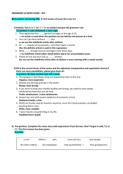 GRAMMAR 1A MOCK EXAM &ndash; KEY 80,5 punten