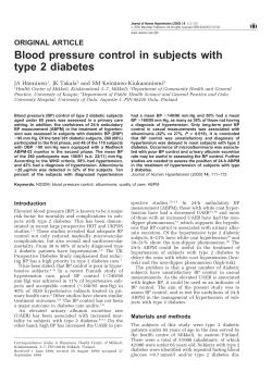 Blood pressure control in subjects with type 2 diabetes