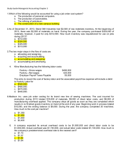 Study Guide Managerial Accounting Chapter 2 1.Which of the