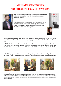 MICHAEL ŽANTOVSKY TO PRESENT TRAVEL AWARDS