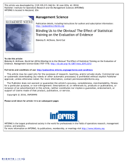 Blinding Us to the Obvious? The Effect of
