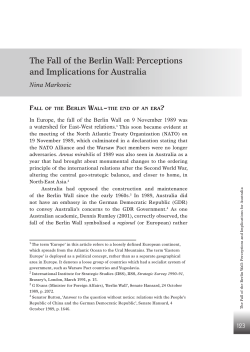 The Fall of the Berlin Wall: Perceptions and Implications for Australia