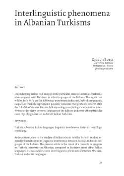 Interlinguistic phenomena in Albanian Turkisms