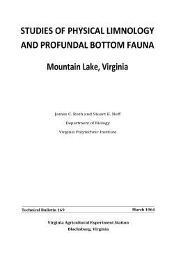 STUDIES OF PHYSICAL LIMNOLOGY AND PROFUNDAL BOTTOM