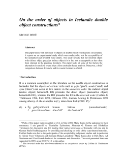 On the order of objects in Icelandic double object
