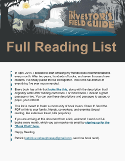 Full Reading List - The Investor`s Field Guide