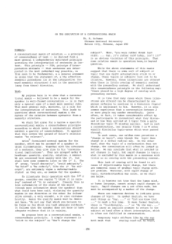 ON THE DERIVATION OF A CONVERSATIONAL MAXIM