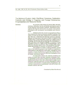 The Notions of Custom, Habit, Rite/Ritual, Ceremony, Celebration