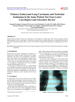 Primary Embryonal Lung Carcinoma and Testicular Seminoma in
