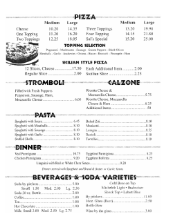 Sal`s Pizzeria - Cooperstown Menus
