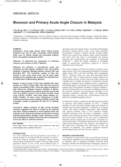 Monsoon and Primary Acute Angle Closure in Malaysia