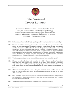 An Interview with George Rossman