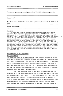 A computer program package for storing and retrieving DNA/RNA