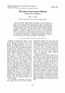 Mycobacterium avium Chester - International Journal of Systematic