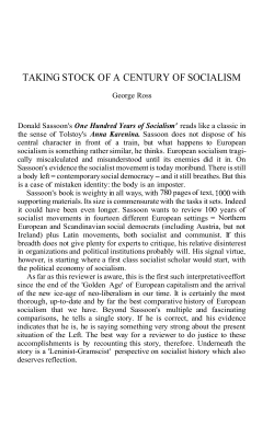 taking stock of a century of socialism