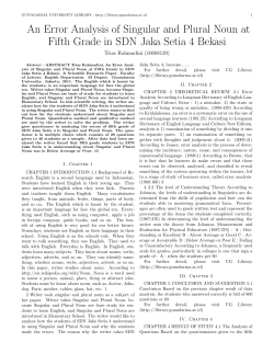 An Error Analysis of Singular and Plural Noun at Fifth Grade in SDN
