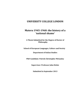 Matera 1945-1960: the history of a `national shame`