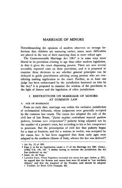 Turner, J Neville --- "Marriage of Minors" [1968] UWALawRw 2
