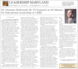 Member Dr. Hrabowski Featured on 60 Minutes