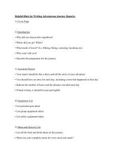Helpful Hints for Writing Adventurous Journey Reports