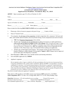 2015 Contestant Application Form