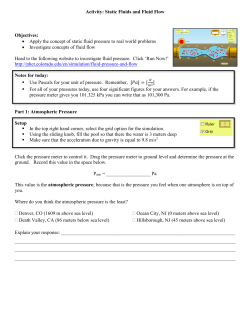 Activity: Static Fluids and Fluid Flow Objectives: Apply the