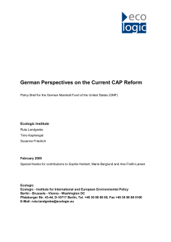 German Perspectives on the Current CAP Reform
