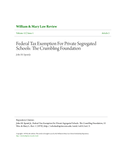 Federal Tax Exemption For Private Segregated Schools: The