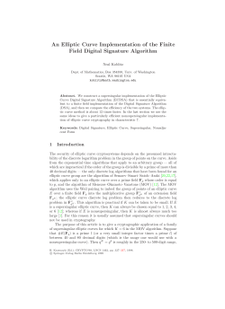 An Elliptic Curve Implementation of the Finite Field Digital Signature