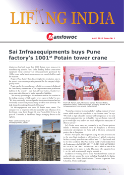 Sai Infraaequipments buys Pune factory`s 1001st Potain tower crane