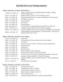 Fall 2016 First-Year Writing Seminars