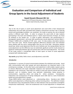 Evaluation and Comparison of Individual and Group Sports in the