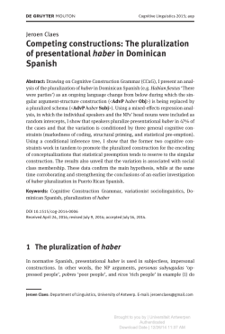 Competing constructions: The pluralization of presentational haber