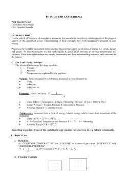 Physics and Anaesthesia by Prof. Saeeda Haider