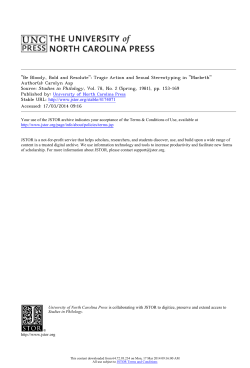 "Be Bloody, Bold and Resolute": Tragic Action and Sexual