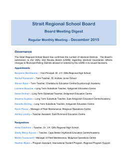 Regular Monthly Meeting - Strait Regional School Board