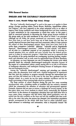 English and the Culturally Disadvantaged