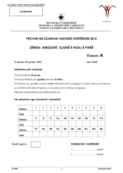 l&euml;nda: anglisht, gjuh&euml; e huaj e par&euml; varianti a