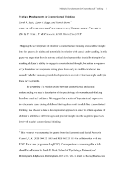 Multiple Developments in Counterfactual Thinking Sarah R. Beck