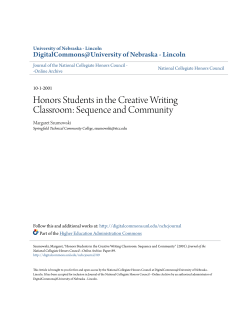 Honors Students in the Creative Writing Classroom: Sequence and