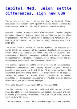 Capitol Med, union settle differences, sign new CBA